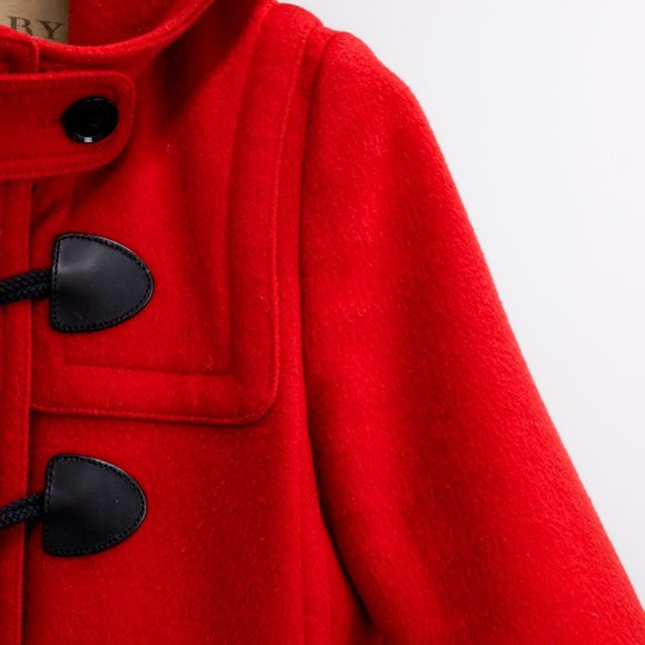Burberry Brit Red Wool Hooded Coat - Picture 5 of 16
